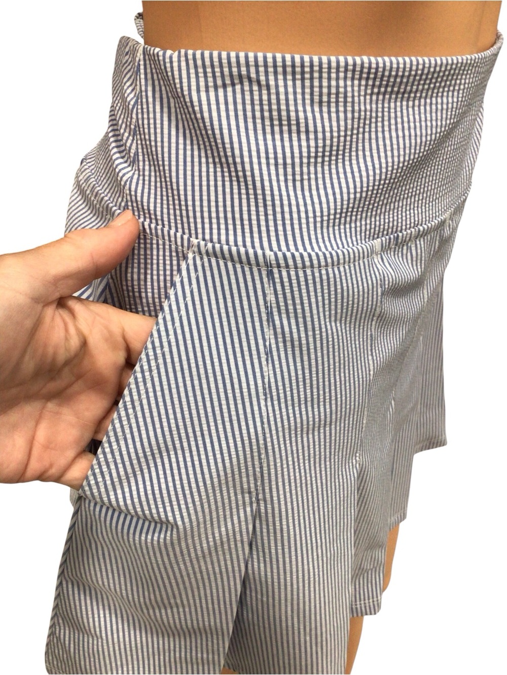 Stella Parker Sport Pleated Athletic Skort Blue Stripe Pull On Pockets Size S - Picture 3 of 8